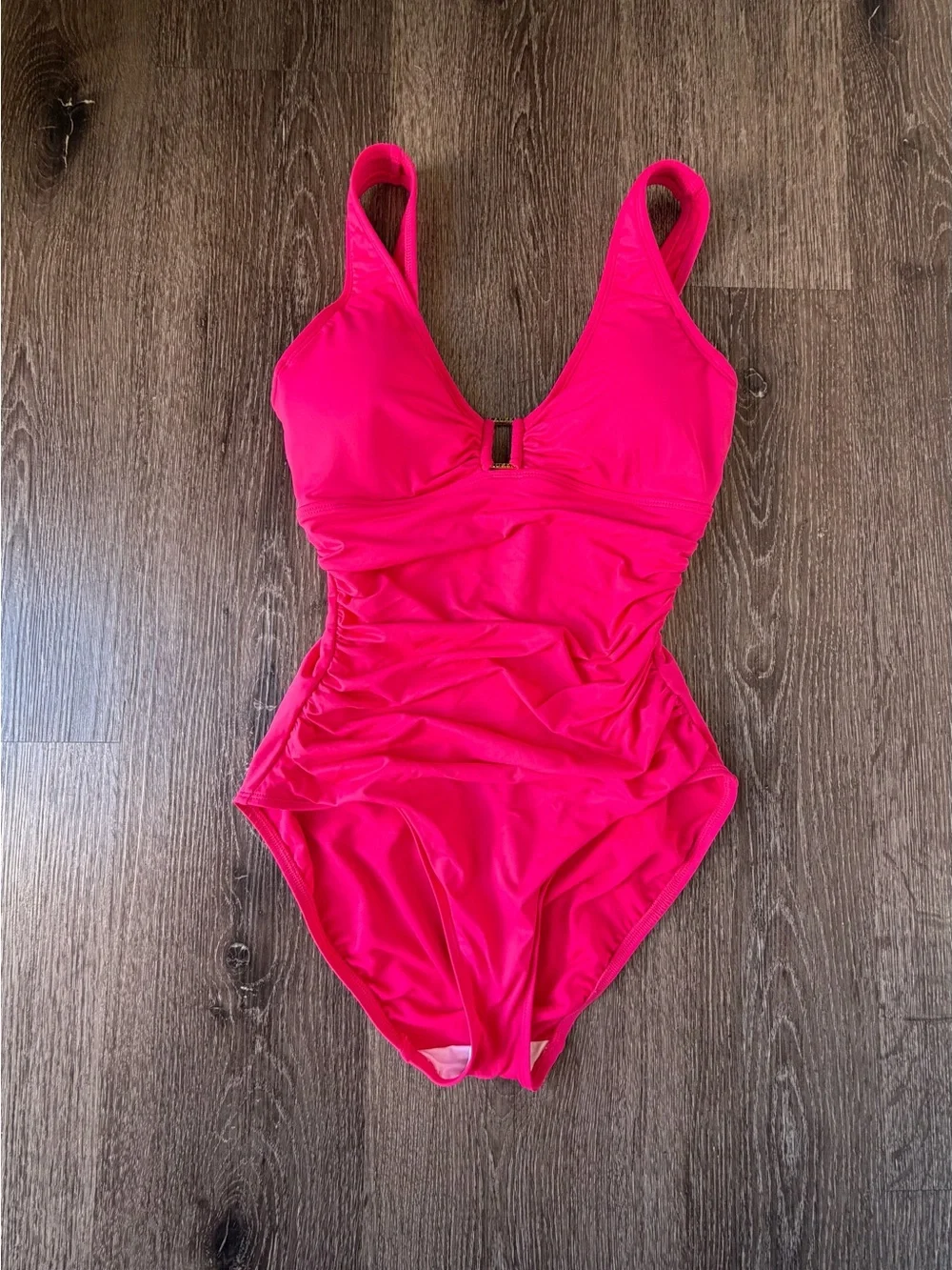 Ralph Lauren Hot Pink V-Neck One-Piece Swimsuit